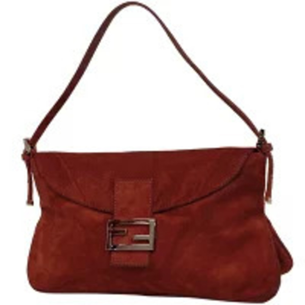 Fendi Zucca Shoulder Bag Handbag Suede Red